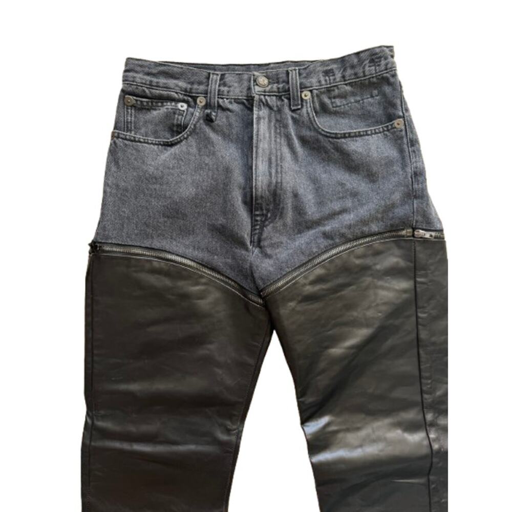 R13 Black Leather Zip Off Axl Slim Pants - Picture 12 of 16
